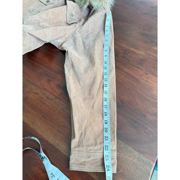 Vintage Ashley Stewart cocoa brown leather jacket collar fur size 3X NEW - Picture 5 of 7